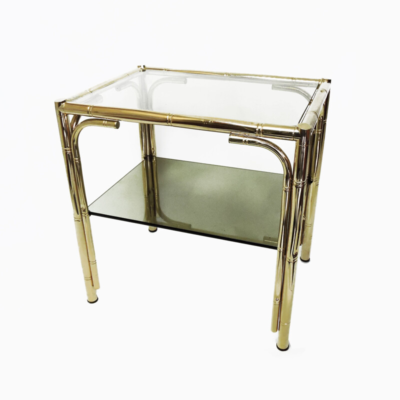 Vintage Faux Bamboo Brass Coffee table, 1970s