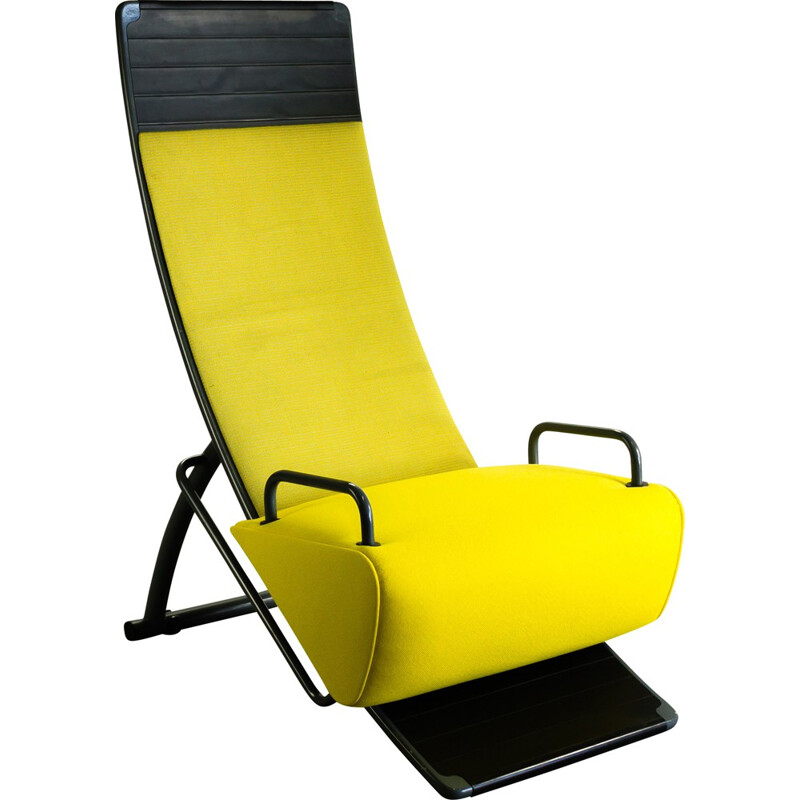 Chaise longue Artifort en métal et tissu jaune, Marcel WANDERS - 1980