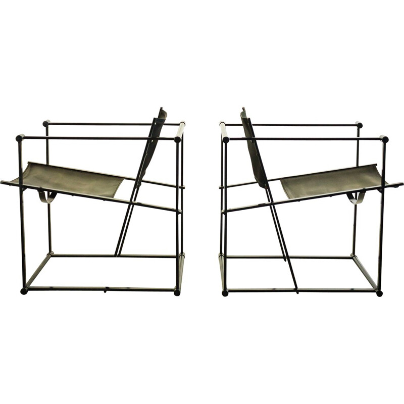 Pair of FM60 black cube Pastoe chairs, Radboud VAN BEEKUM - 1980s