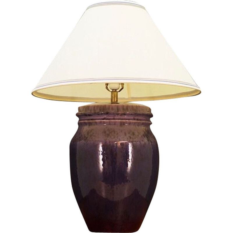 Vintage purple table lamp in ceramic, 1960