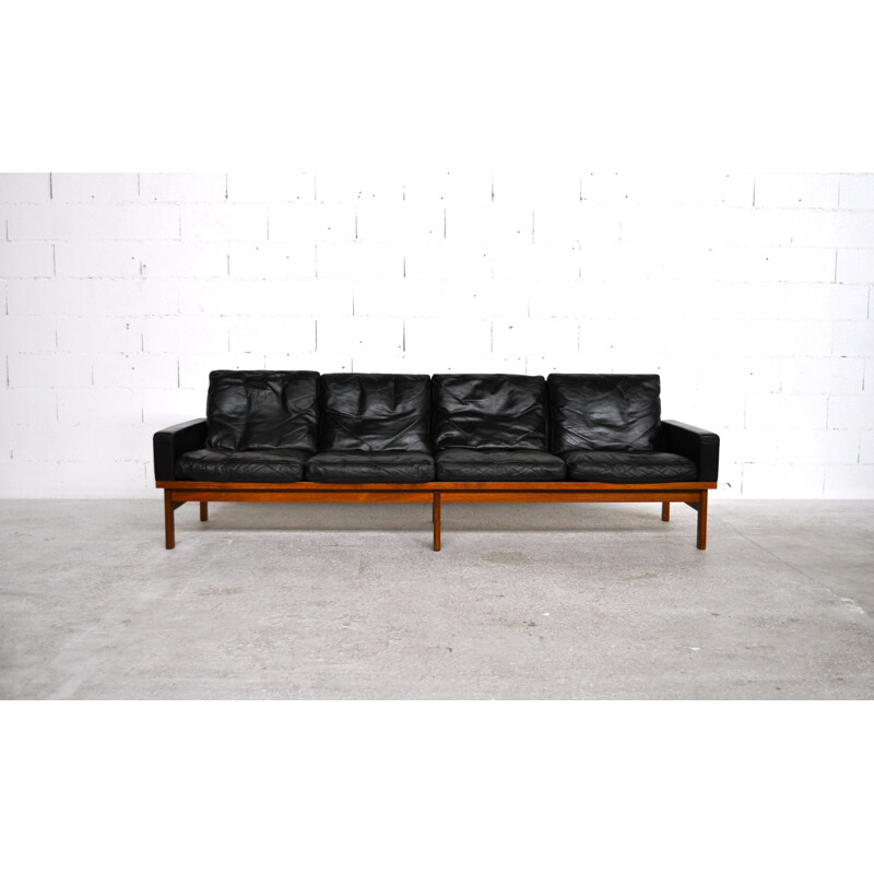 Rolschau Mobler 4-seater sofa in leather, Sven ELLEKAER - 1960s