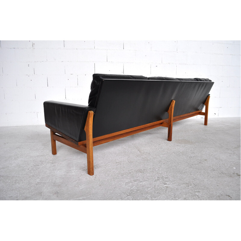 Rolschau Mobler 4-seater sofa in leather, Sven ELLEKAER - 1960s