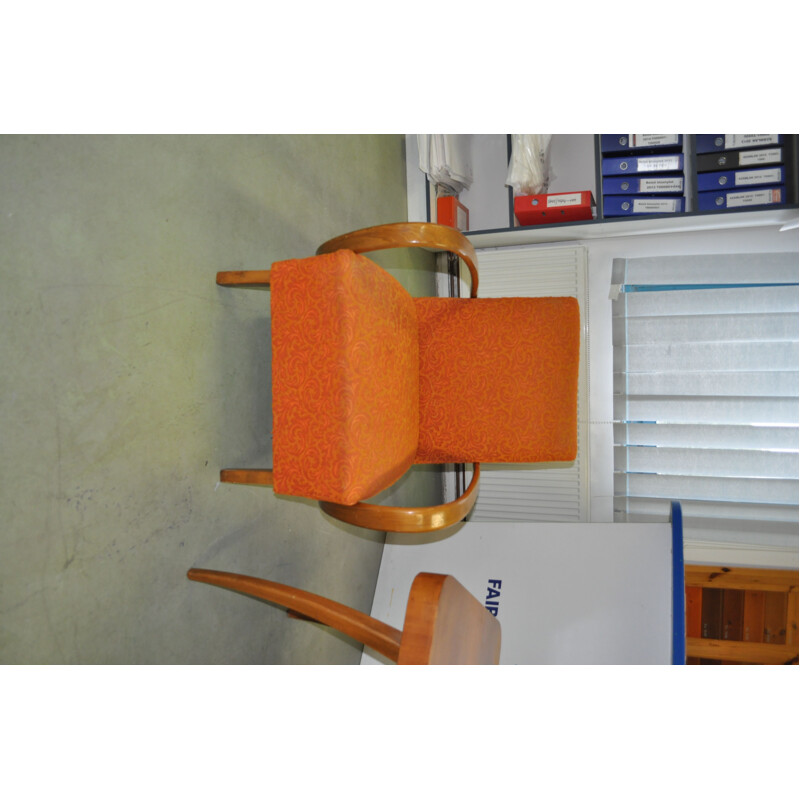 Paire de fauteuils orange vintage de Jindrich Halabala pour UP Zavody Brno 1930