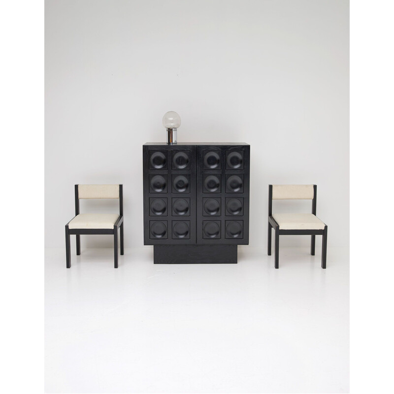 Black geometrical door vintage cabinet, Belgium, 1970s