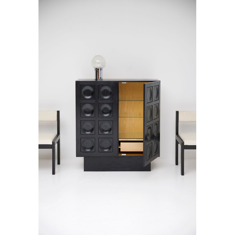 Black geometrical door vintage cabinet, Belgium, 1970s