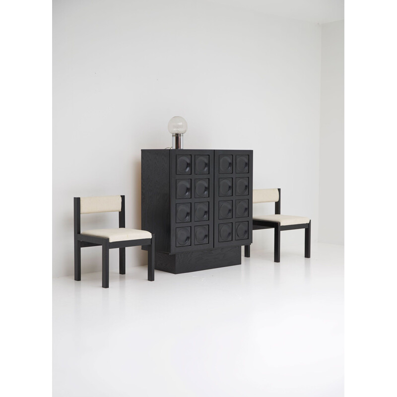 Black geometrical door vintage cabinet, Belgium, 1970s