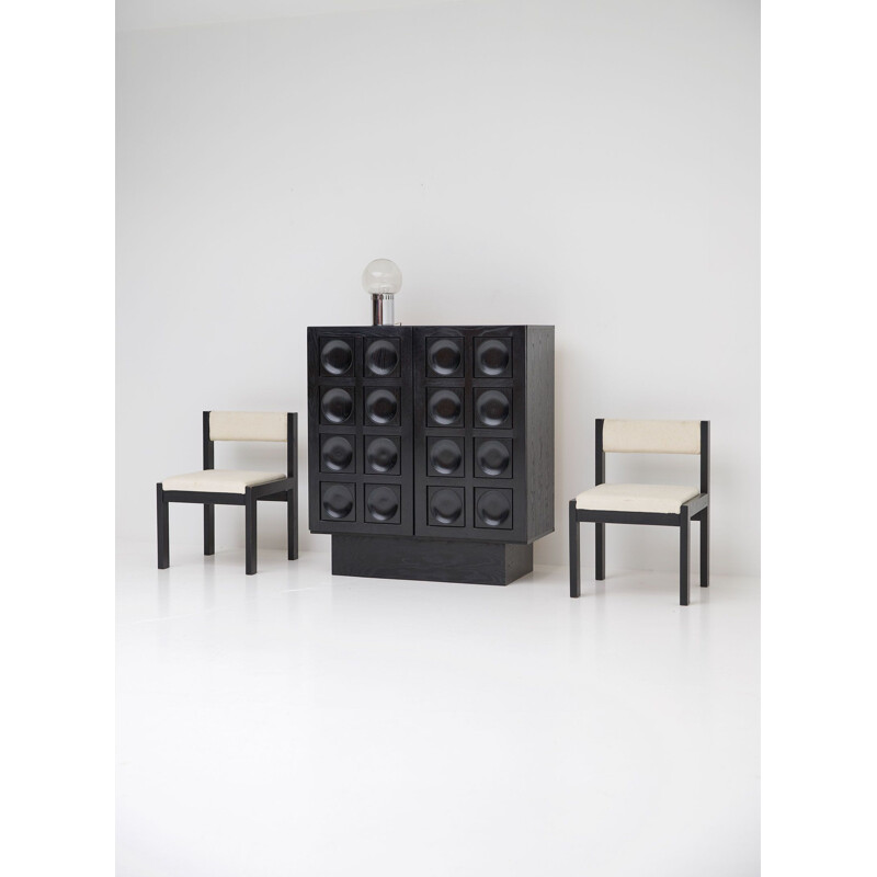 Black geometrical door vintage cabinet, Belgium, 1970s