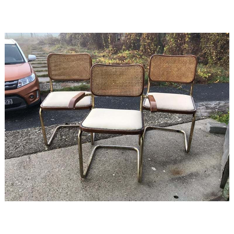 Ensemble de 3 chaises vintage Cesca de Marcel Breuer, Italie, 1970