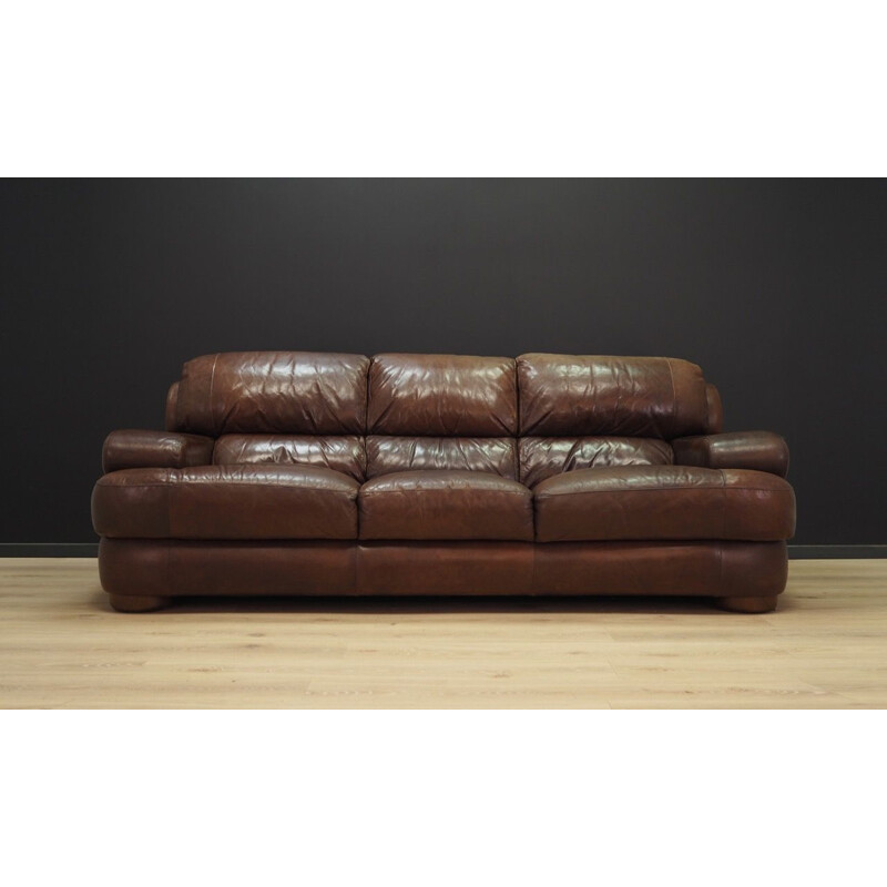 Danish vintage 3-seater sofa in brown leather