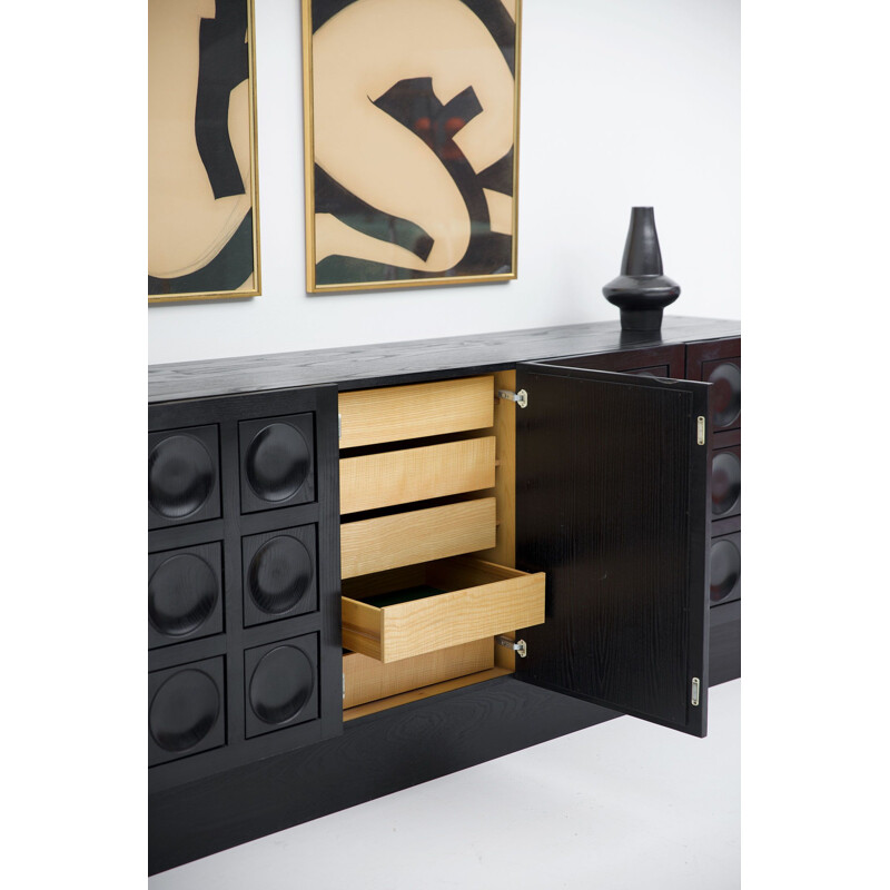 Black brutalist vintage sideboard, 1970s