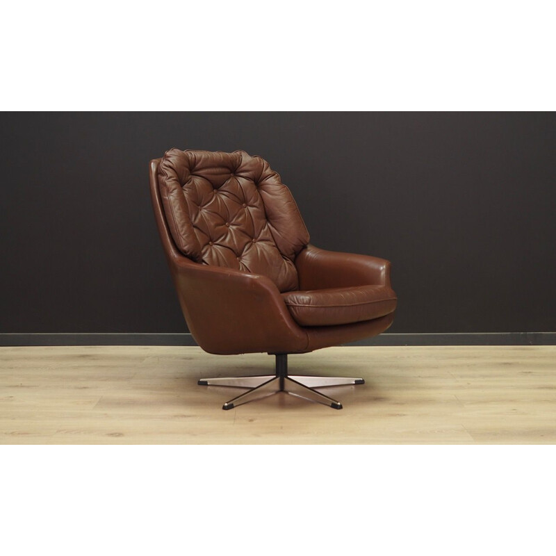 Fauteuil danois vintage en cuir, années 1960