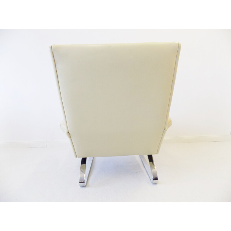Chaise longue vintage en cuir crème COR Swing de Reibhold Adolf