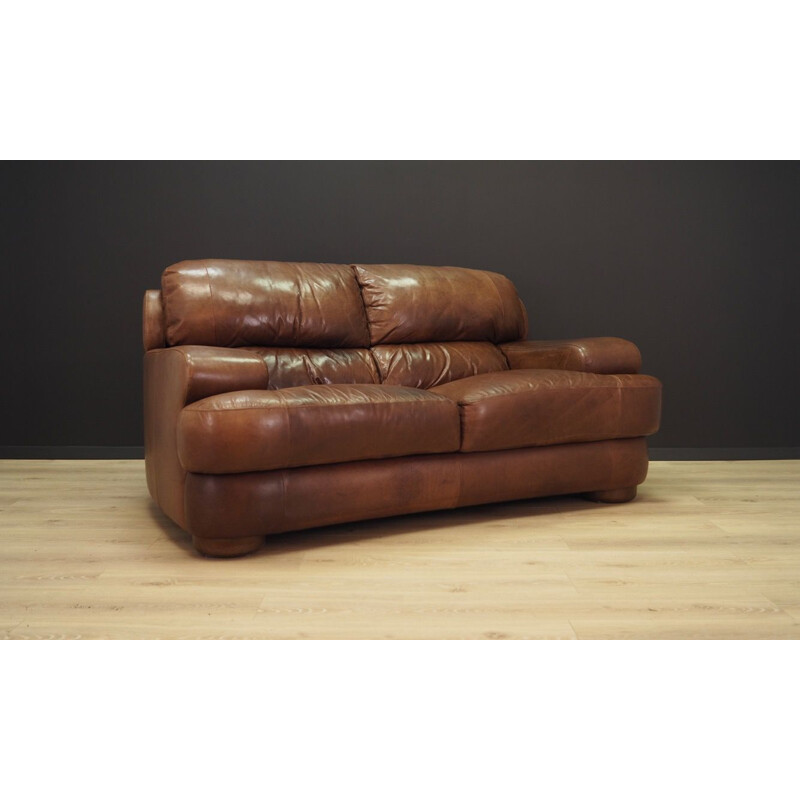 Canapé vintage en cuir brun 1960