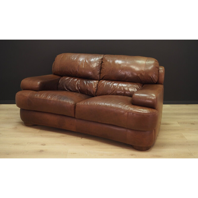 Canapé vintage en cuir brun 1960