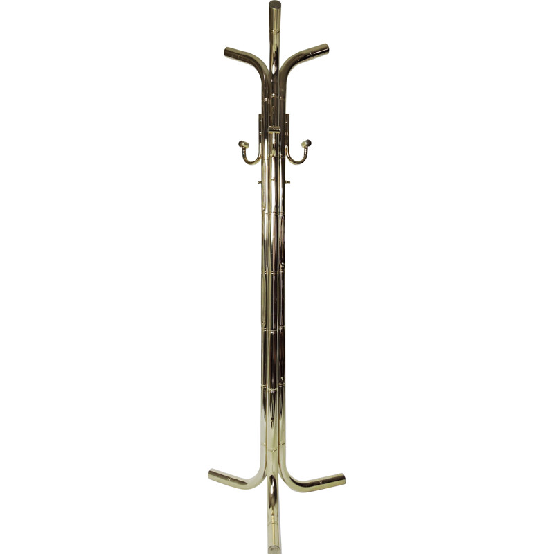 Vintage coat rack in gilded brass and fake bamboo, 1970