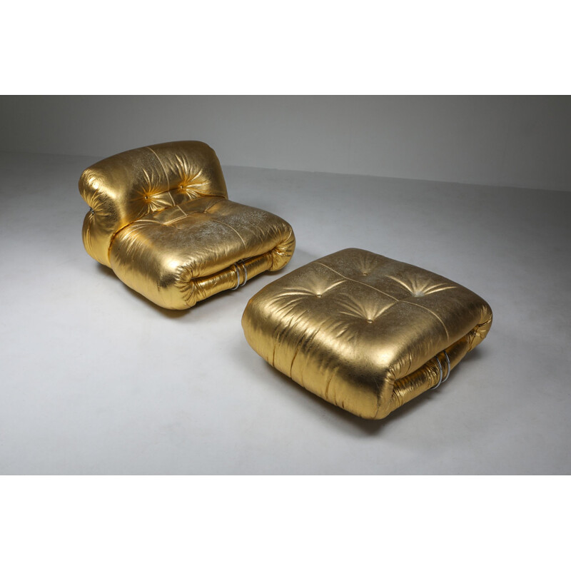 Vintage Soriana Lounge Chair in Gold by Afra & Tobia Scarpa 1969