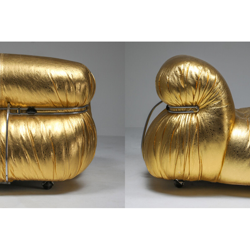 Vintage Soriana Lounge Chair in Gold by Afra & Tobia Scarpa 1969