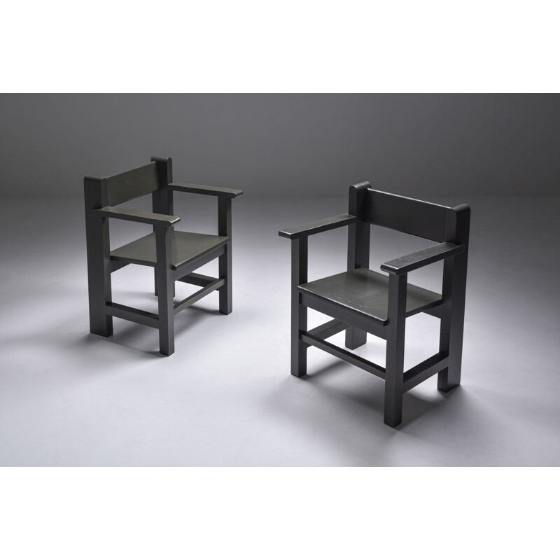 Pair of Vintage Dutch modernist of armchairs by Gerard Wijnen - 1950