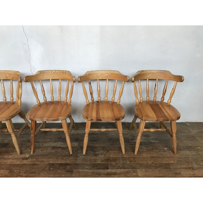 Conjunto de mesa e cadeira de pinho Vintage 1950-1960