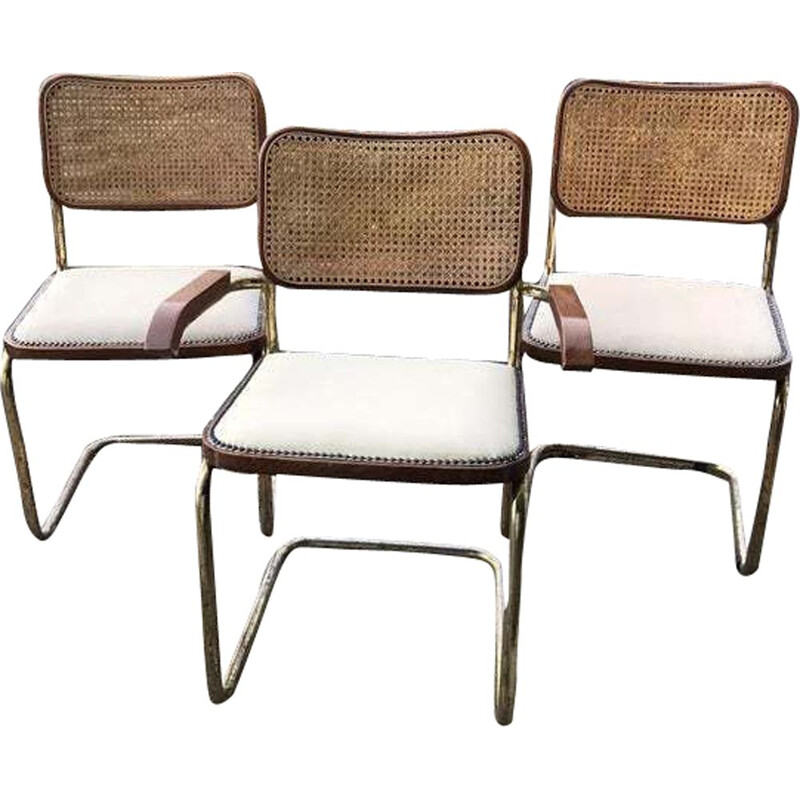 Ensemble de 3 chaises vintage Cesca de Marcel Breuer, Italie, 1970
