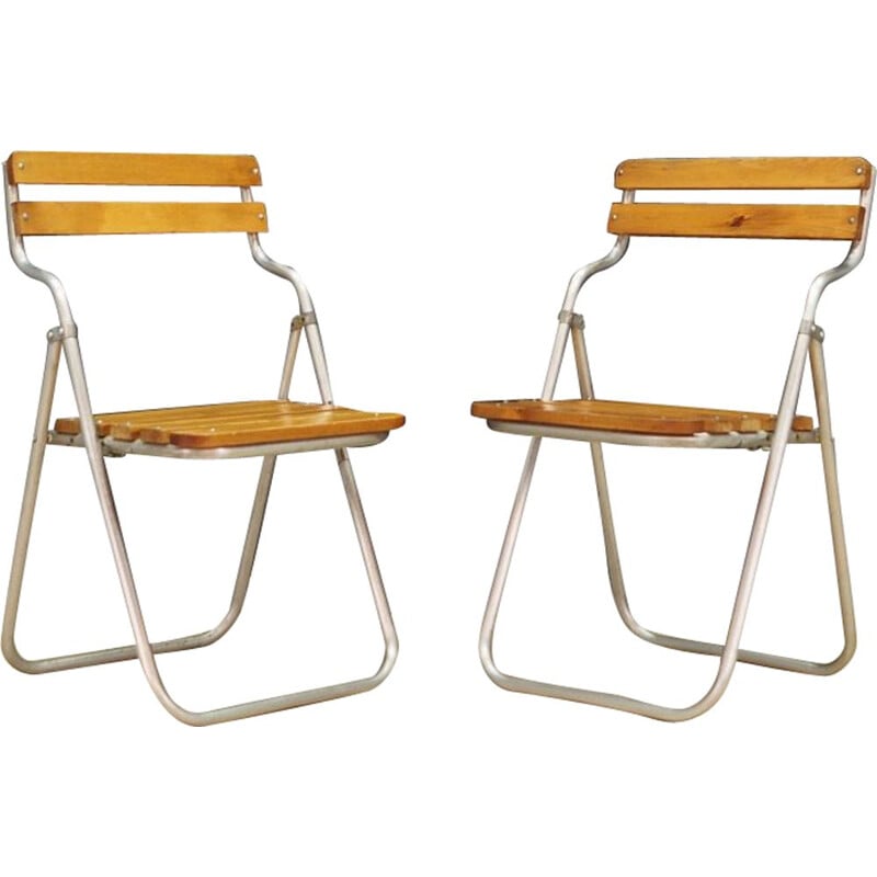 Pair of vintage chairs in metal, Danish design
