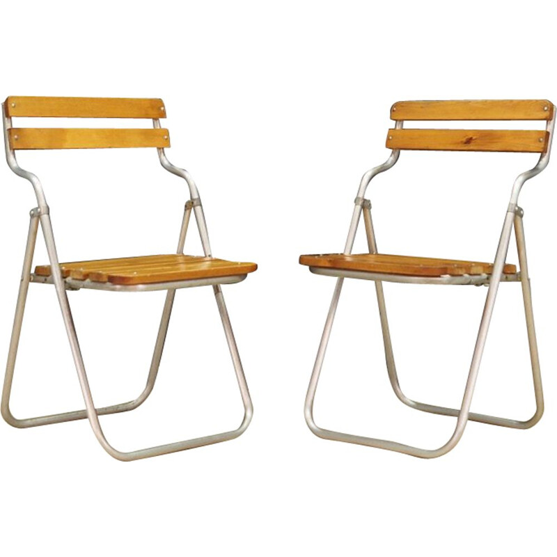 Pair of vintage chairs in metal, Danish design