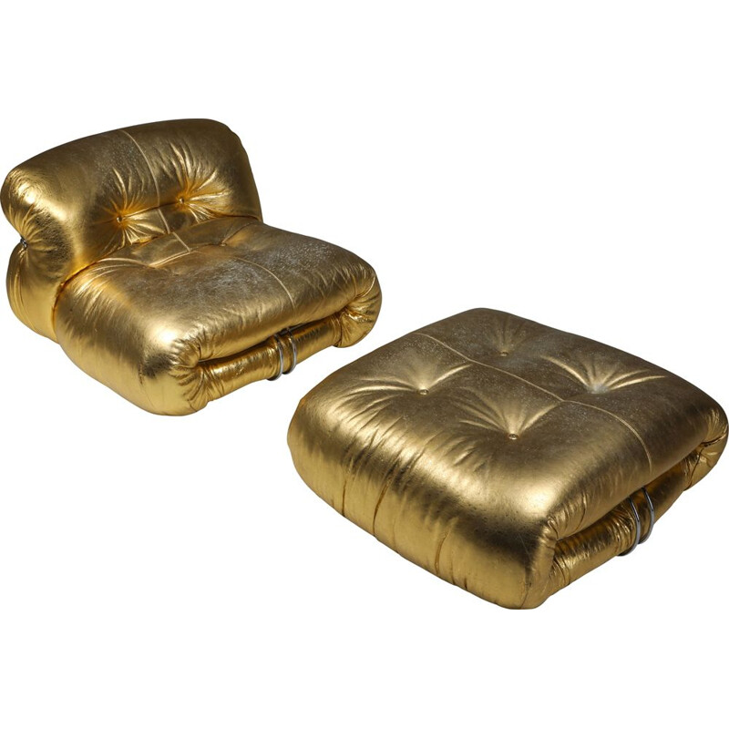 Vintage Soriana Lounge Chair in Gold by Afra & Tobia Scarpa 1969