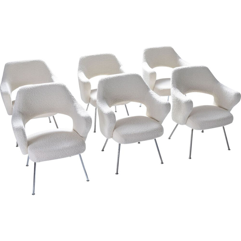 Set of 6 Vintage Gastone Rinaldi P16 armchairs in bouclé wool - 1950