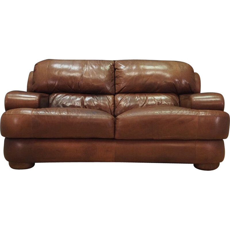 Vintage brown leather sofa 1960