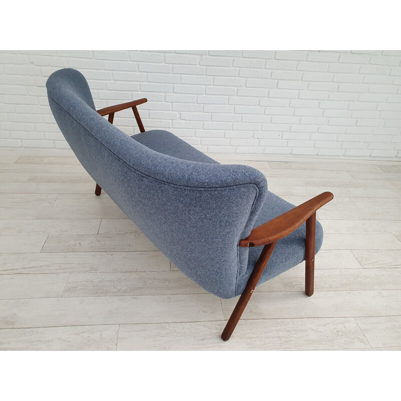 Vintage Danish sofa in light blue fabric by Erhardsen & Andersen 1970s