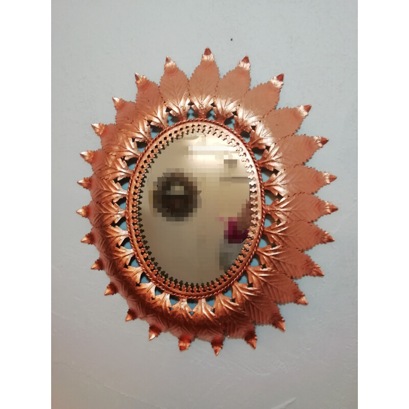 Vintage wrought iron sun mirror