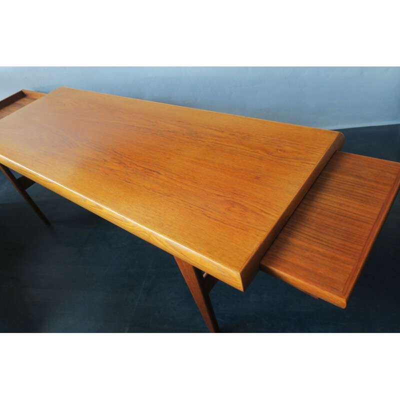 Tavolino multifunzionale vintage in teak di Johannes Andersen per Trioh, 1960
