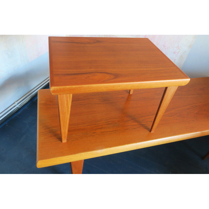 Vintage multifunctional teak coffee table by Johannes Andersen for Trioh, 1960