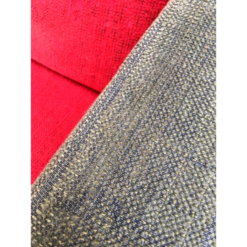 Fauteuil vintage Louis Paolozzi en tissu laineux rouge et gris, 1950