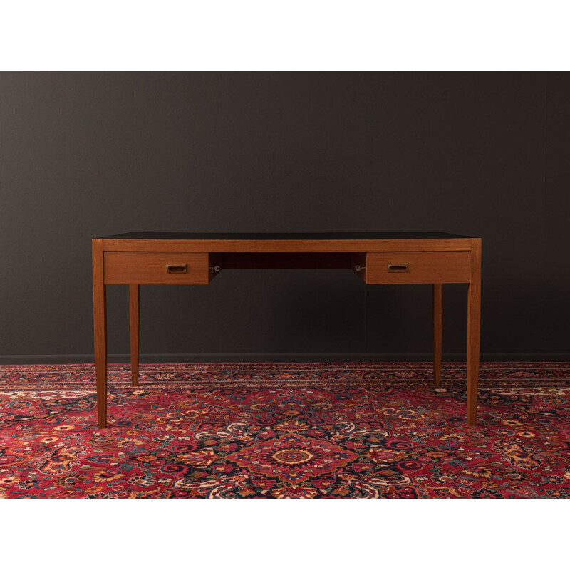 Vintage desk in teak veneer with black formica top by DeWe, 1950s