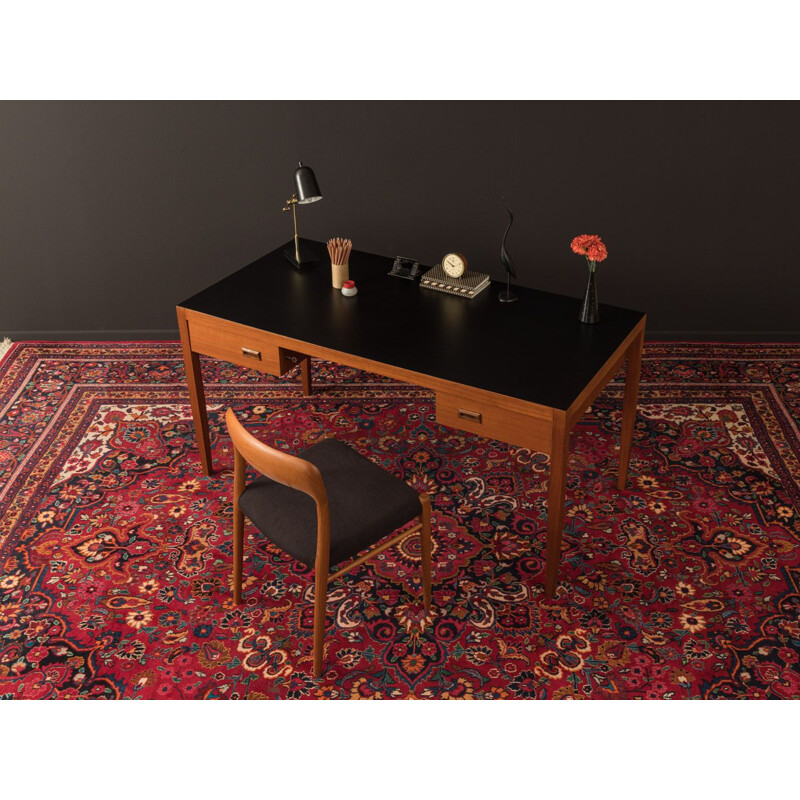 Vintage desk in teak veneer with black formica top by DeWe, 1950s