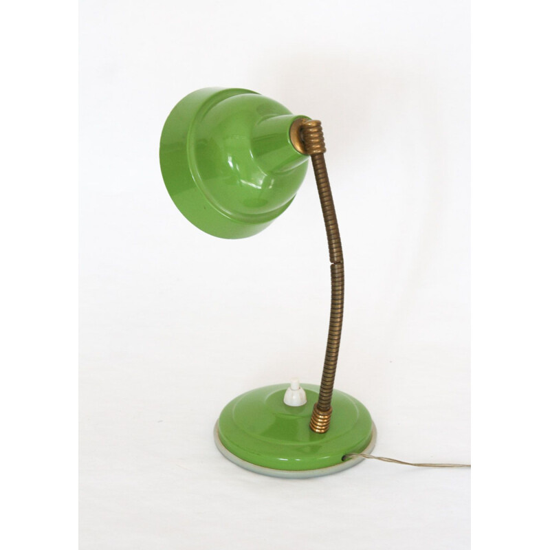 Pair of vintage green nightstand lamps, 1960s