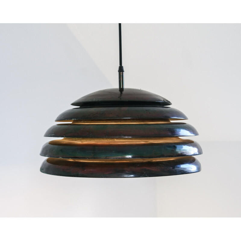 Vintage black beaded aluminum pendant lamp, 1960