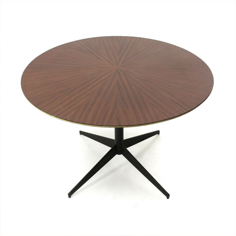 Vintage italian circular dining table in teak by Vittorio Nobili for Fratelli Tagliabue, 1950s