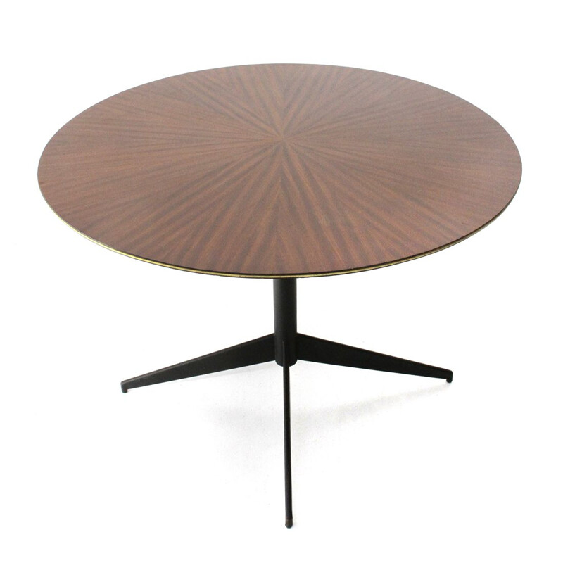 Vintage italian circular dining table in teak by Vittorio Nobili for Fratelli Tagliabue, 1950s