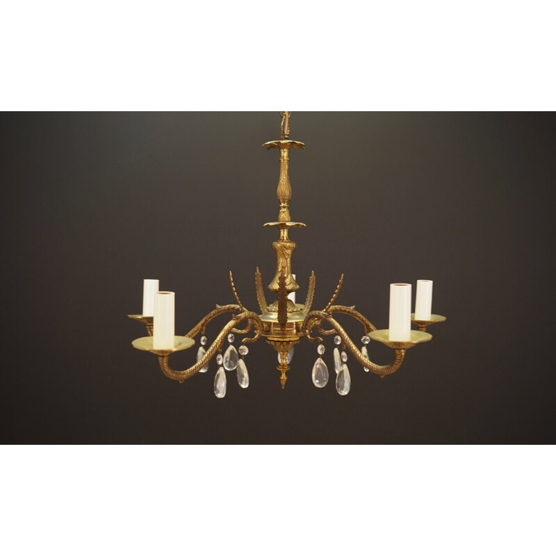 Vintage brass chandelier, 1970s