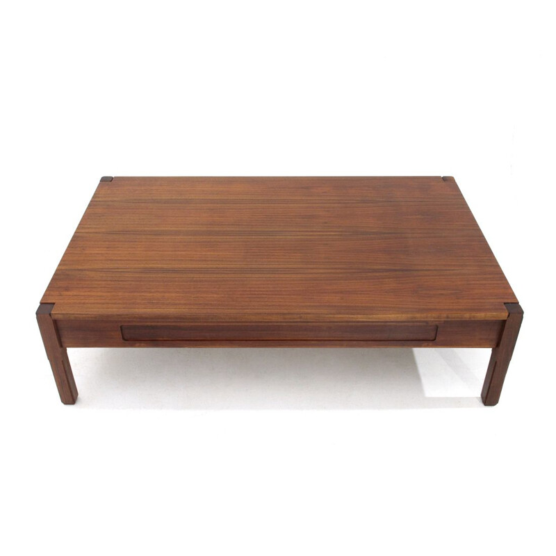 Grande table basse vintage en bois par Saporiti, 1960