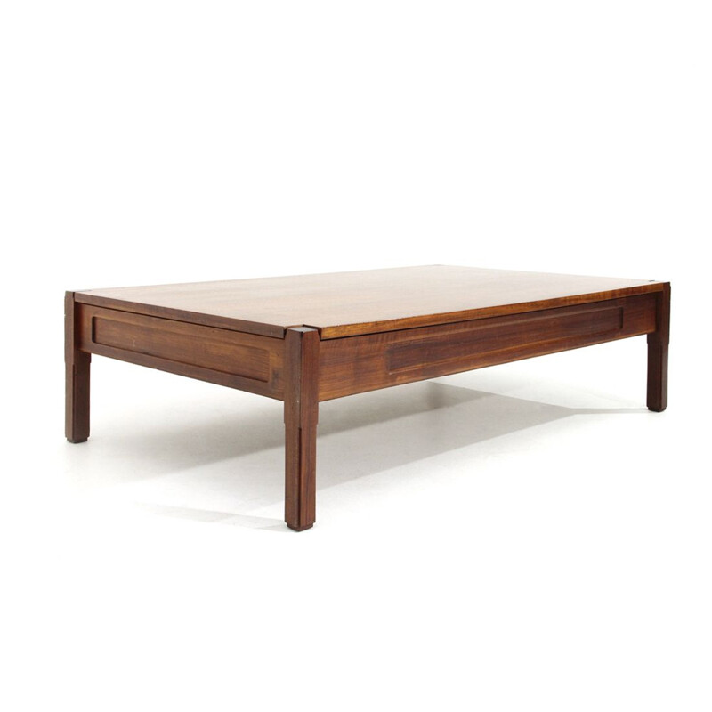 Grande table basse vintage en bois par Saporiti, 1960