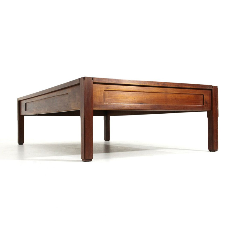 Grande table basse vintage en bois par Saporiti, 1960