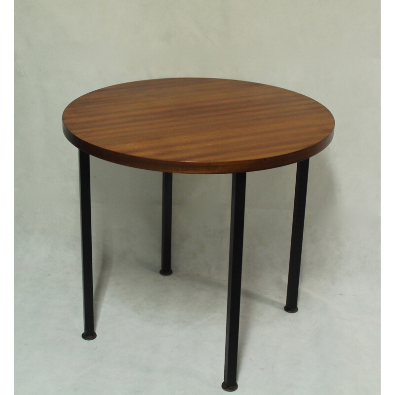 Scandinavian round vintage teak coffee table, 1970