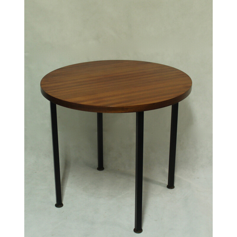 Scandinavian round vintage teak coffee table, 1970