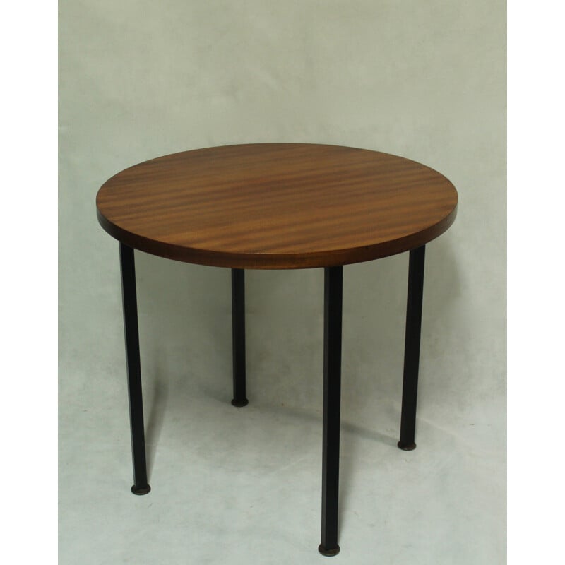 Scandinavian round vintage teak coffee table, 1970