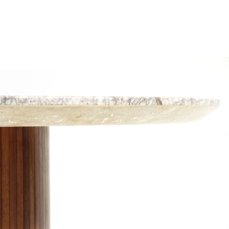 Table basse vintage en bois et marbre d'Umberto Brandigi, 1960