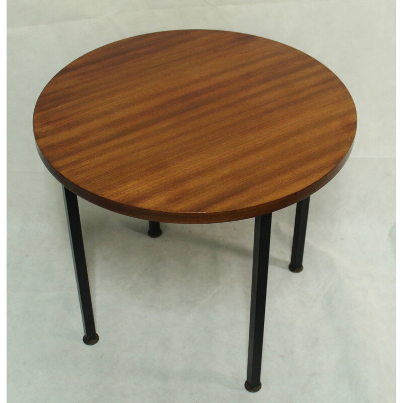 Scandinavian round vintage teak coffee table, 1970