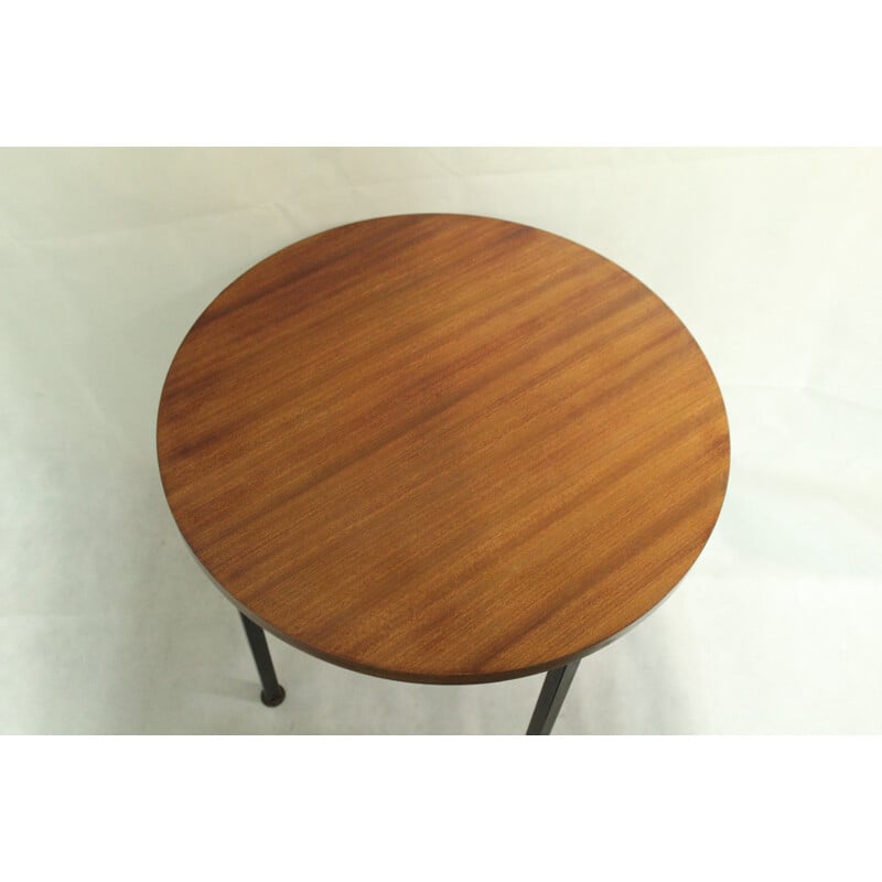 Scandinavian round vintage teak coffee table, 1970